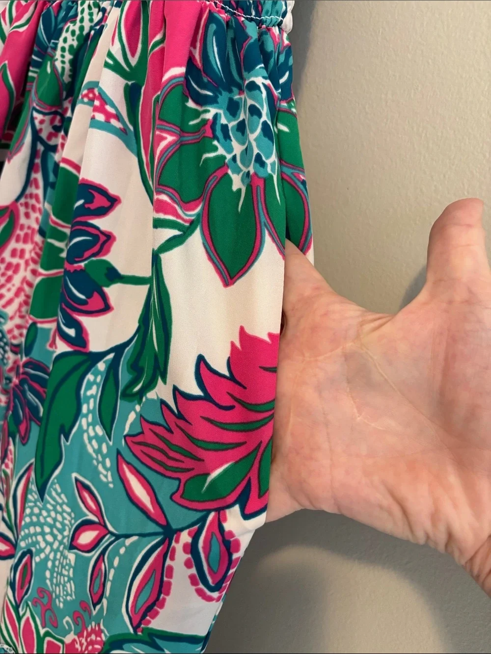 MELLODAY Smocked Tiered Maxi Dress M Medium Pink Blue Floral Ruffle Cap Sleeve